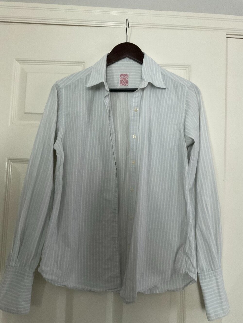 Brooks brothers pale blue and yellow stripe shirt Medium